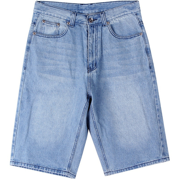 mens cropped denim shorts