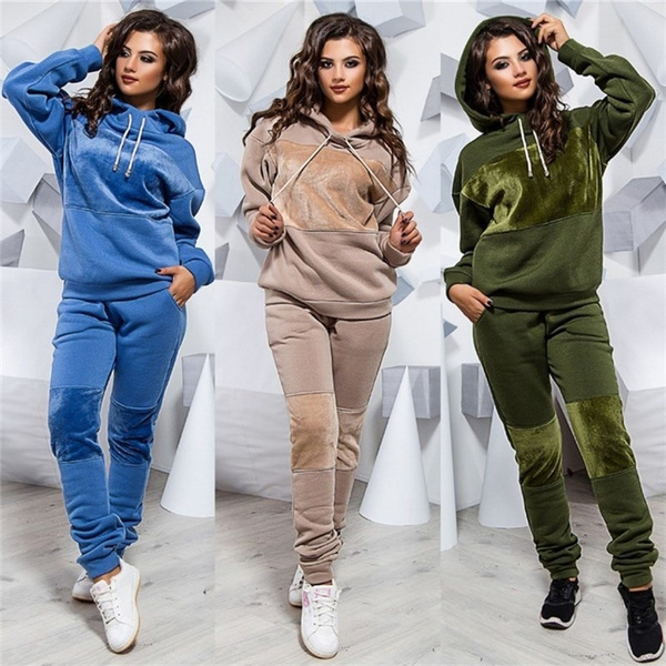 Women Sports suits Two Piece Suits Lady Long Sleeve Sportsuits Fashion ...