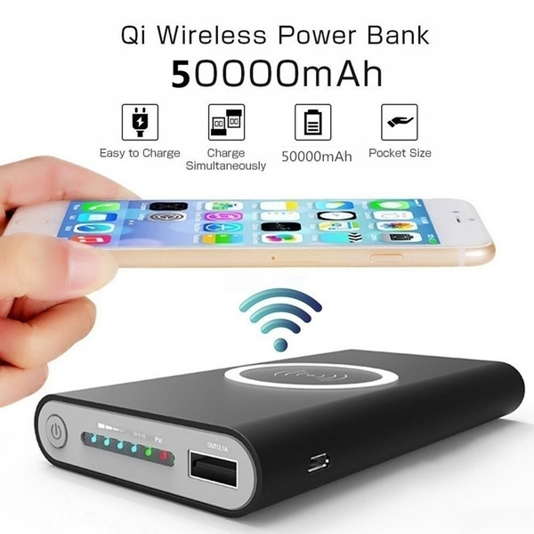50,000mAh Wireless Charger Power Bank External Battery Charger Quick Charge  For iPhone X and More
