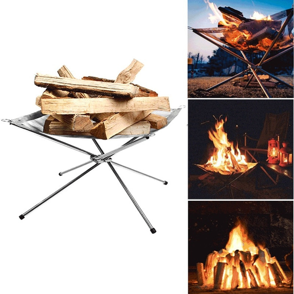 Outdoor Fire Burn Pit Stand Portable Solid Fuel Rack Folding Stove Fire Frame Fast Heating Wood Charcoal Stove Camping Tool Wish