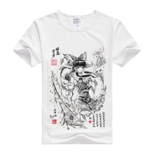 Unisexe Anime T-Shirts imprimés Touhou Project Hakurei Reimu Cosplay Sleeve Sleeve Tee-Shirts 
