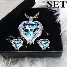 Heart, Jewelry, Bridal Jewelry Set, Crystal