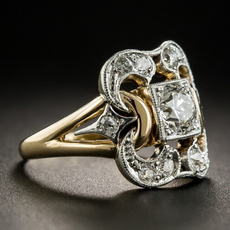 Vintage, DIAMOND, wedding ring, Silver Ring