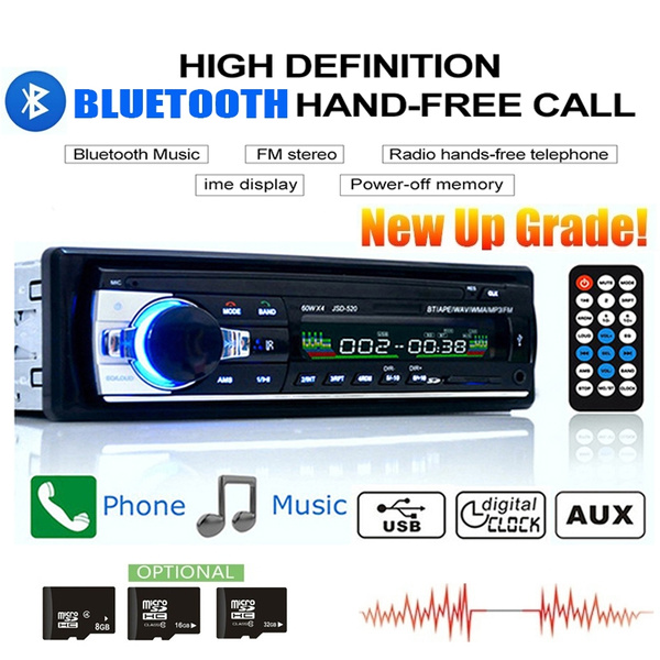 Oeps weefgetouw Geef energie 1 Din Car Multimedia Player Bluetooth Autoradio MP3 Player Handsfree Car  Stereo Radio FM Aux Input Receiver USB JSD-520 12V In-dash | Wish