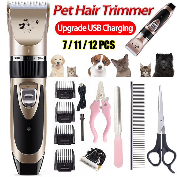 7/11/12PCS Electric Pet Hair Trimmer Set Dog Cat Hair Removal Grooming USB  Charging Hair Clippers | Wish