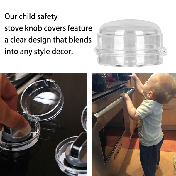 1Pcs Stove Knob Covers Safety 1st Child Proof Kitchen Hinged Lid Clear Protector 