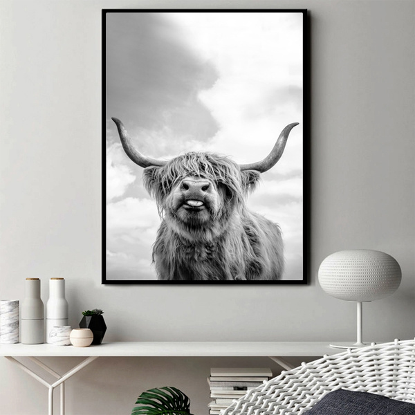 Nordic Canvas Painting No Frame Cow Picture Poster Home Bedroom Wall Decor 