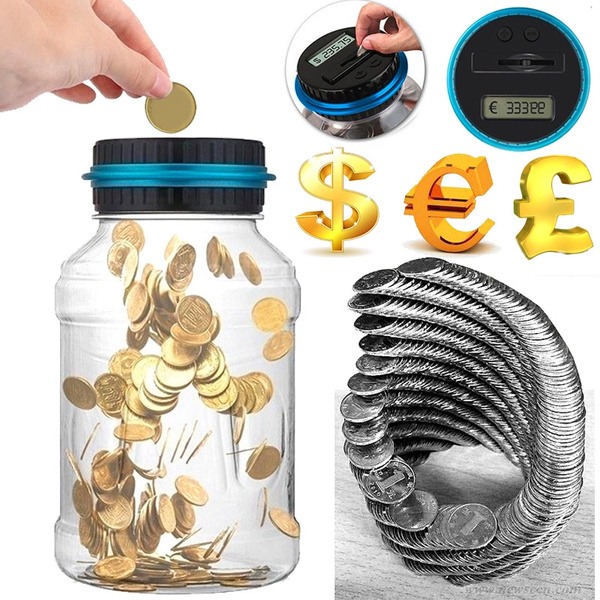 Coin Counting Piggy Bank Saving LCD Counter Money Jar Digital Change Box Gifts L 