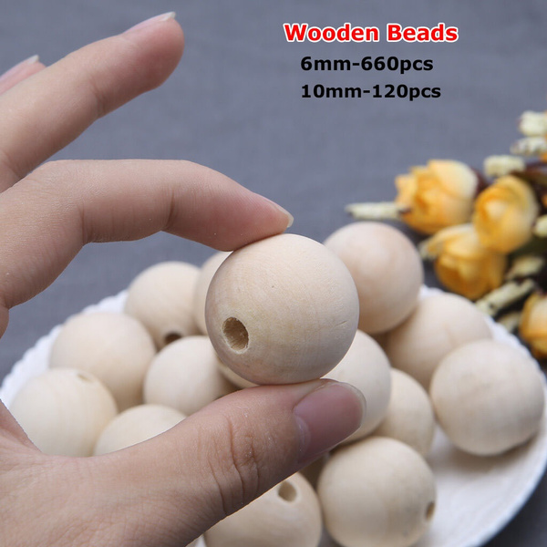 660PCS Natural Round Wood Spacer Wooden Beads DIY Craft Jewelry Earring Bracelet 
