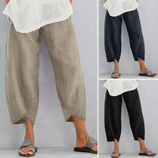 Women Pants, elasticwaistpant, Cotton, trousers