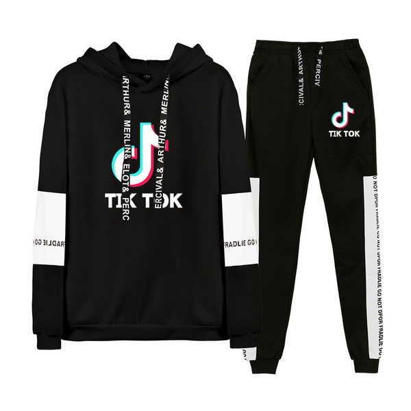 Fashion TIK TOK Suit Men women Pullovers Hoodie Sweat Pants Two