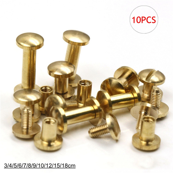 1000 Pack 6mm leather craft Details about   Brass Chicago Screw Post- DIY scrapbooking 