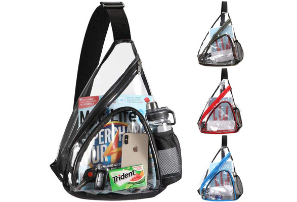 Clear PVC Sling Bag Stadium Approved Transparent Shoulder Crossbody Backpack for Women & Men,Perfect for Work Stadium and Concerts Travel