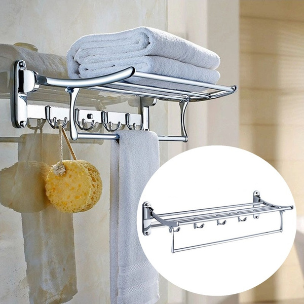 50cm/60cm Stainless Steel Wall Mounted Bathroom Towel Rack Brushed ...