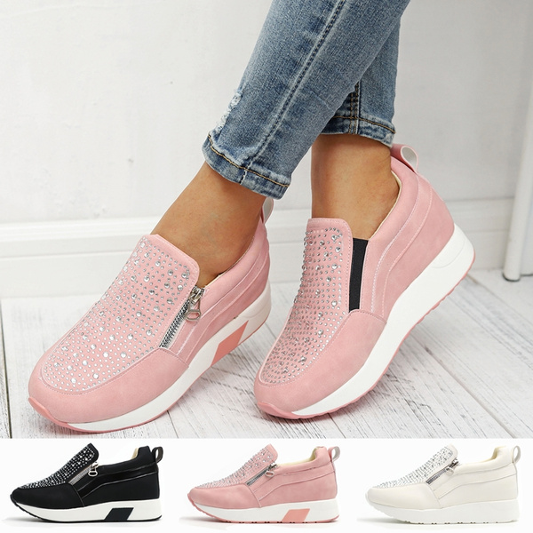 Slip on Platform Sneakers for Ladys Lightweight Walking Fitness Shoes ...