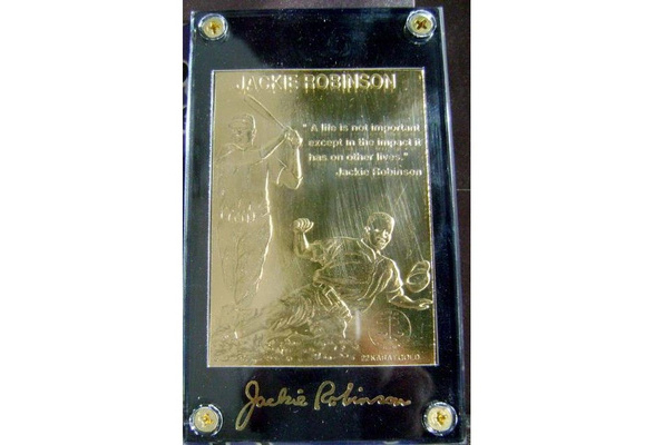 Jackie Robinson baseball card (Brooklyn Dodgers) 22 Karat Gold