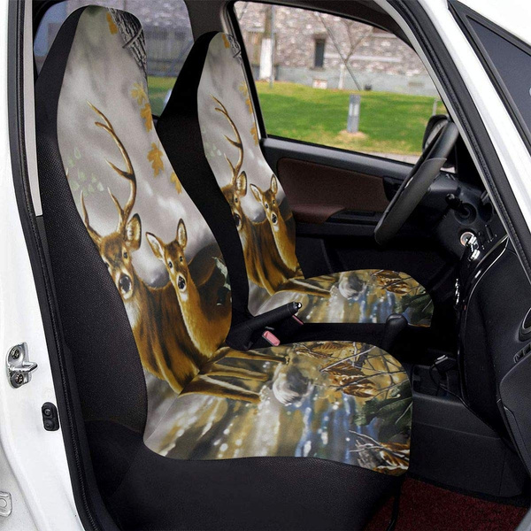 Deer And Bear In Forest Front Car Seat Covers Set Vehicle Protector Mat Wish Vehicle Seat Protector Car Mat Covers, Deer Car Seat Cover