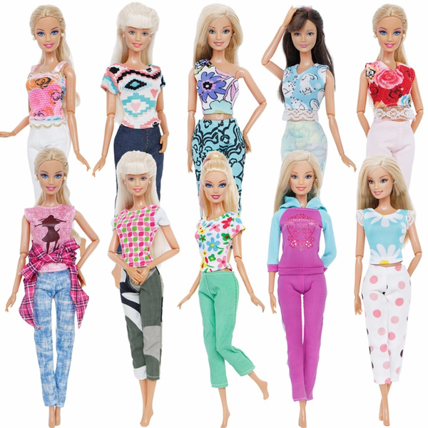 Toys Fashion Daily Wear Casual Vest Barbie Doll Clothes Accessories 5 Pcs