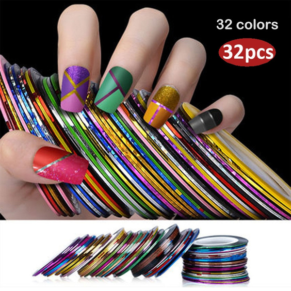 Amazon.com: Beuniar Nail Striping Tape Line 40 Rolls Multicolor Glitter  Matte Texture Decal Nails Art Adhesive Sticker Foil with 2Pcs Tape Roller  Dispenser Holder : Beauty & Personal Care