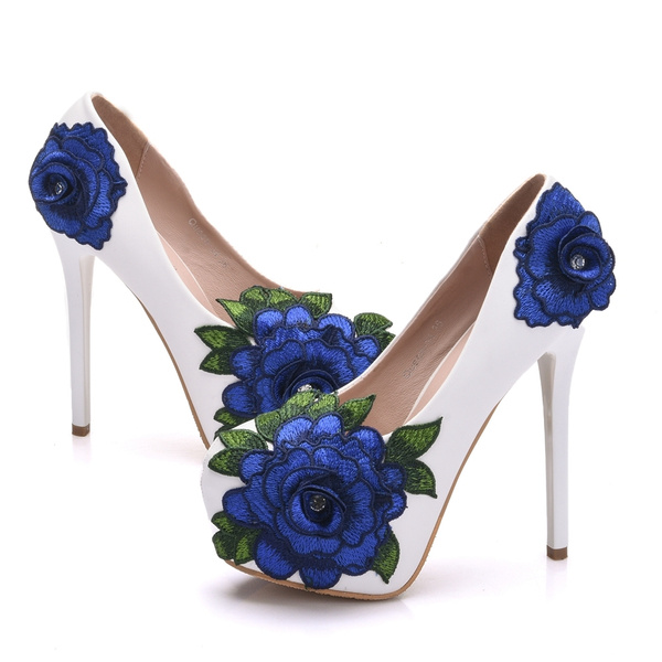blue flower heels