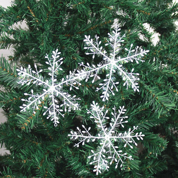 30x Snowflakes Snow Flake Christmas Tree Ornament Hanging Decoration Wish