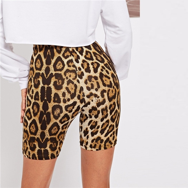 S-XXXL Fashion Summer High Waist Leopard Print Short Pants Tight Skinny  Leggings Casual Yoga Pants Slim Fitness Short Pants Safety Leggings Yoga  Leggings