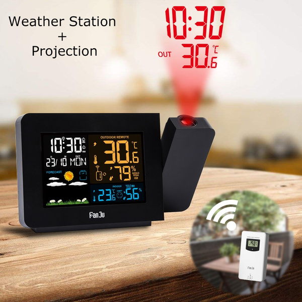 FJ3391 Modern Weather Station with Projection Weather Monitor DCF