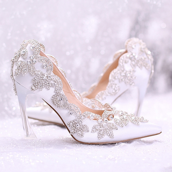 Clear heels wedding store shoes