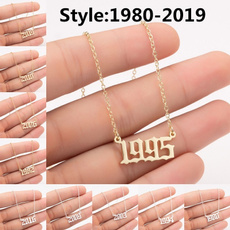 Birthday Gifts Personalized Collares Gold Years Number Necklace 1980-2019 Pendant Necklace Stainless Steel Jewelry Men Women Baby Child Necklace Time Necklace