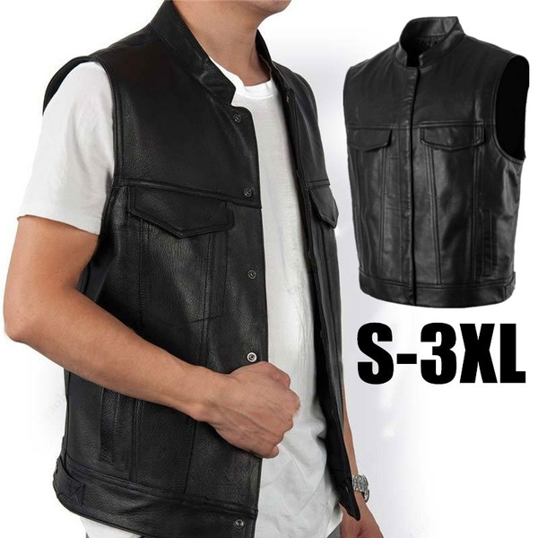 faux leather vest men