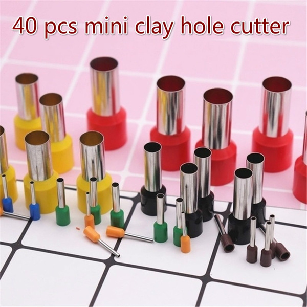 Mini Clay Hole Cutters 40pcs Polymer Ceramic Pottery Punch Sculpting Round