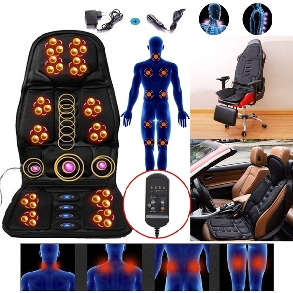 Black Back Massage Chair Car SUV Hot Seat / Home Cushion Neck Pain Waist  Support Massage Cushion Cover