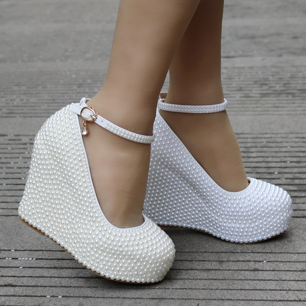 ivory platform wedding shoes