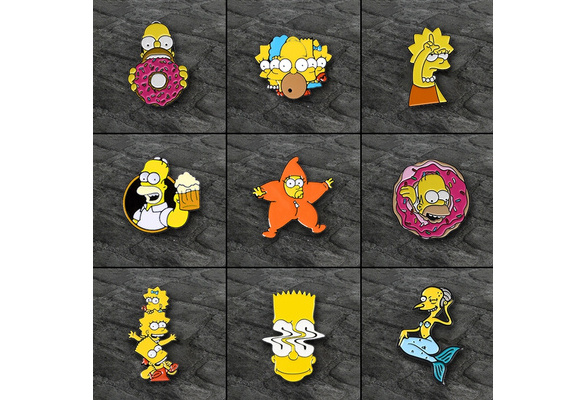 20 Styles The Simpsons Enamel Pins Funny Bart Simpson Lisa Homer TV Show  Cartoon Brooch Creative Humor Badge Gift for Fans