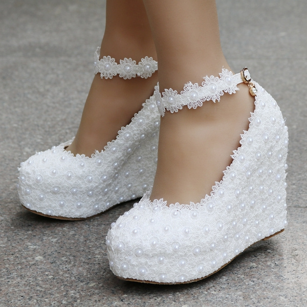 White wedge outlet heels wedding