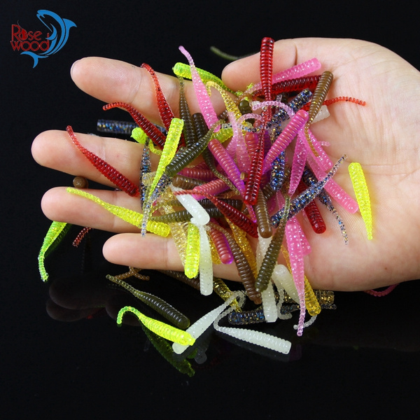 100pcs 0.3g 4.5cm Soft Lures For Fishing Mini Soft Worm Wobbler Fishing  Bait Plastic Rubber Silicone Fishing Lure
