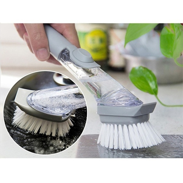 Plastic Long Handle Refillable Sponge Dishwashing Brush Automatic