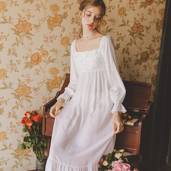 Women Lolita Nightgown Square Neck Princess Nightdress Sleepwear ...