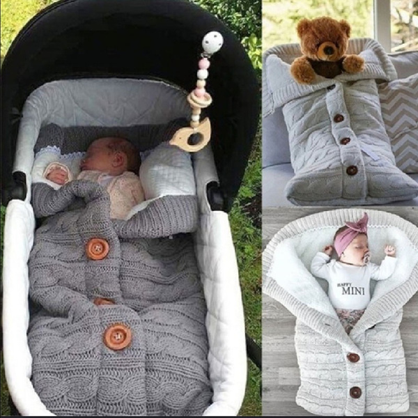 Newborn's Pram Fashion Warm Knitting Sleeping Bag Baby's Soft Outdoor  Sleeping Blanket