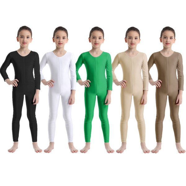 Nikiikoo Kids Boys Girls Long Sleeves Full Body Ballet Dance Gymnastic Sports Unitard Leotard Bodysuit 
