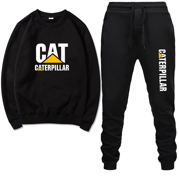 New fashion two piece men Thick wool Cat Caterpillar Tractor men tracksuit Hoodie autumn men brand clothing Hoodies Pants se Wish