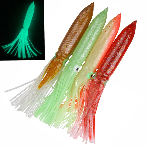 4Pcs 11.8 Bulb Octopus Squid Skirts Soft Trolling Bait Artificial Octopus Bait  Saltwater Fishing Lures Sea Fishing