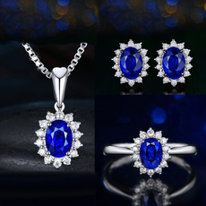 Sterling, DIAMOND, Bridal Jewelry Set, Engagement Ring