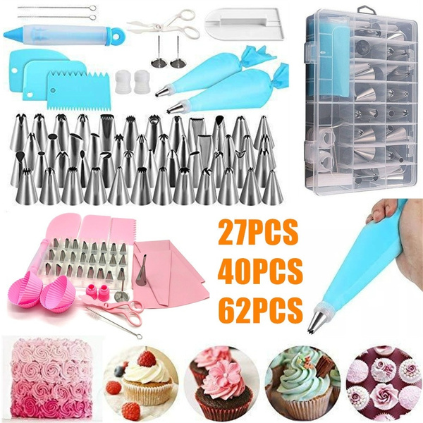 27/40/62PCS Cream Pastry Bag Cake Decoration Icing Piping Nozzles Tube ...