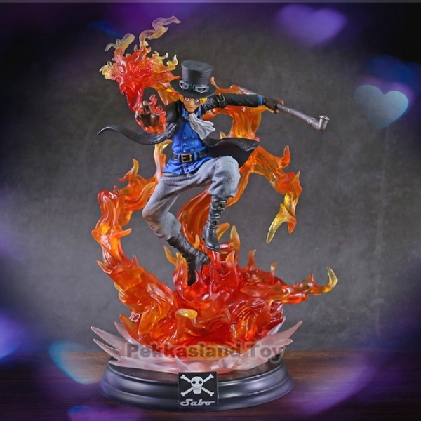 New One Piece Xl Fire Flame Sabo Motion Ability Statue Figure Pvc Big Size Sabo One Piece Portrait Of Pirates Collectible Model Toy Wish