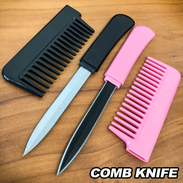 Self Defense Comb Brush Tactical Fixed Blade Dagger Hidden Disguised Knife Wish