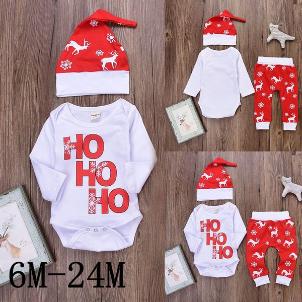 Characteristic Xmas Newborn Infant Baby Boy Girl Romper Tops Pants Christmas Deer Outfits Set Caracteristique Noel Nouveau Ne Bebe Garcon Fille Barboteuse Pantalons Culotte De Cerf De Noel Ensemble Wish