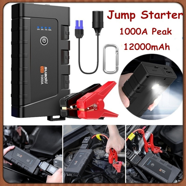 IP67 Waterproof Portable Power Pack Smart Jump Clamps with Type-C and USB 3.0 Quick Charge,LED Flashlight SUAOKI Car Jump Starter U8 1000A Peak Car Battery Booster up to 7.0L Gas and 5.5L Diesel 