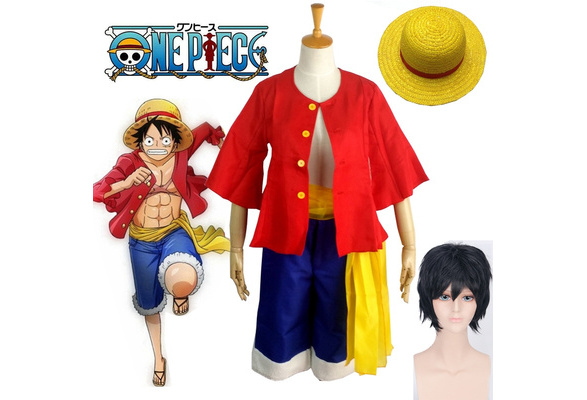 Anime Cosplay One Piece Monkey D. Luffy Cosplay Costumes Shirt Pants Wigs  Shoes Summer Clothing Set for Halloween Party Christmas
