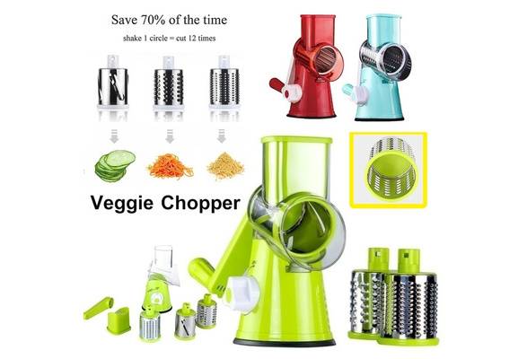Manual Rotary Cheese Grater - Round Mandoline Slicer with Strong Suction  Base, Vegetable Slicer Nuts Grinder Cheese Shredder with Clean Brush (Blue)
